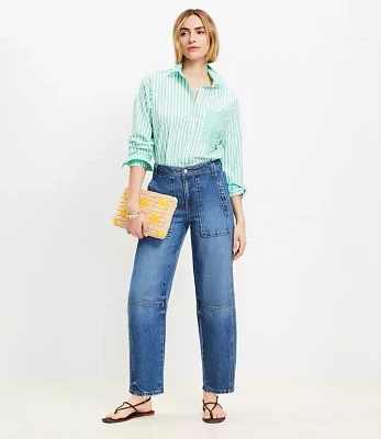 High Rise Utility Barrel Jeans