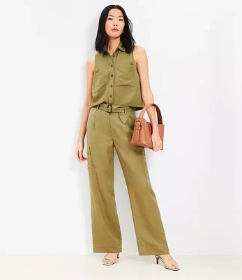 Drapey Cargo Pants Linen Blend
