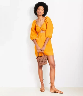 LOFT Beach Linen Cutout Mini Pocket Dress