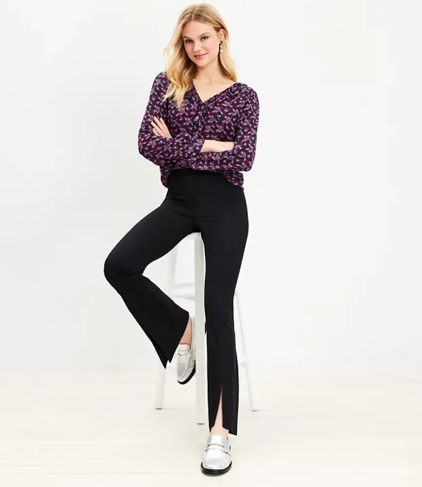 Split Hem Flare Pants Twill