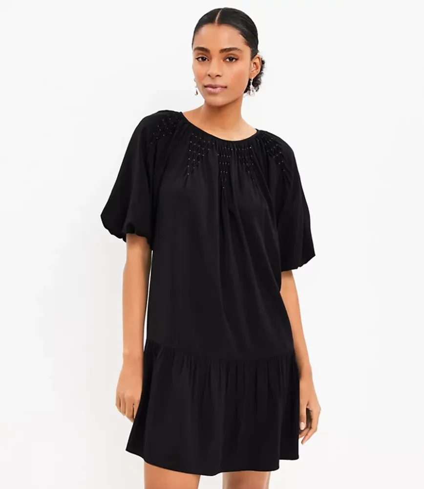 Smocked Pleated Flounce Dress