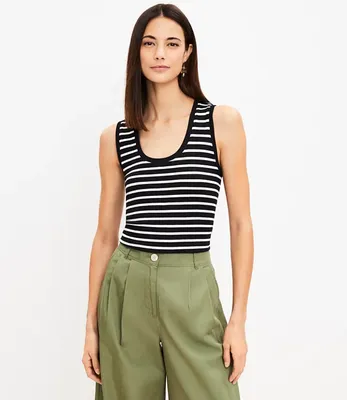 Petite Stripe Perfect Ribbed Scoop Neck Tank Top