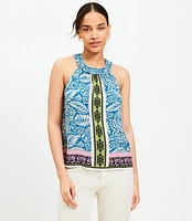 Petite Palm Smocked Halter Top