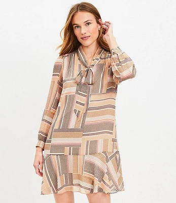Tall Houndstooth Bow Mini Flounce Dress