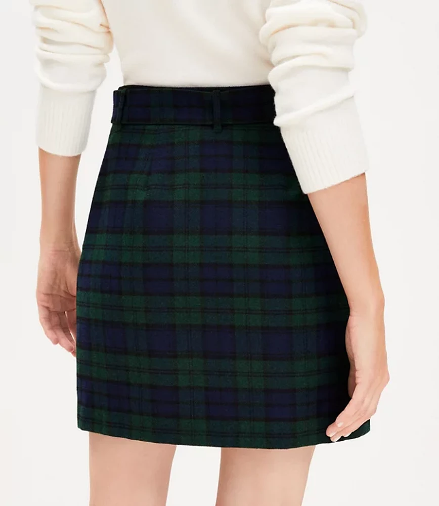 Plaid Belted Skirt