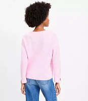 Petite Ribbed Slit Cuff Flare Sleeve Sweater