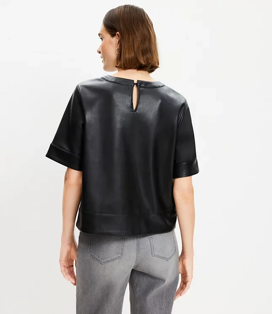 Petite Faux Leather Top