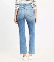 Petite Curvy Step Hem High Rise Kick Crop Jeans in Classic Mid Wash