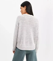 Marled Pointelle Trim Sweater