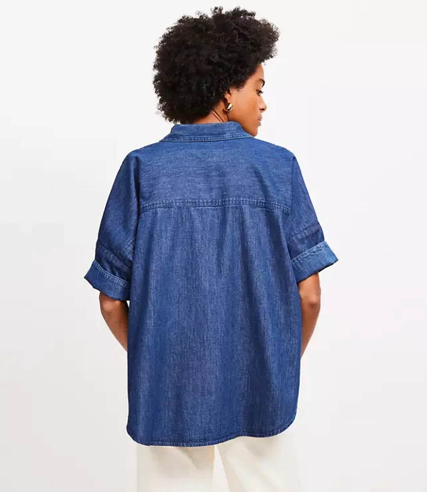 Chambray Dolman Henley Shirt