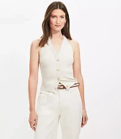 Ribbed Button Halter Sweater