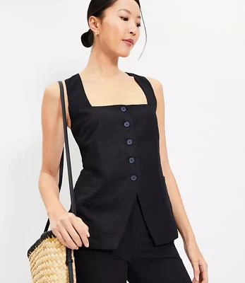 Linen Blend Square Neck Vest Top