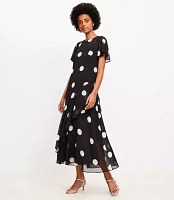 Dotted Flounce Maxi Dress