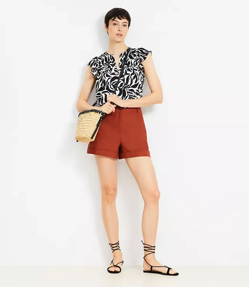 Cuffed Shorts Cotton Linen