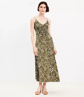 Shell Ruched Strappy Midi Dress
