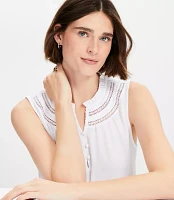 Cutout Ruffle Neck Shell