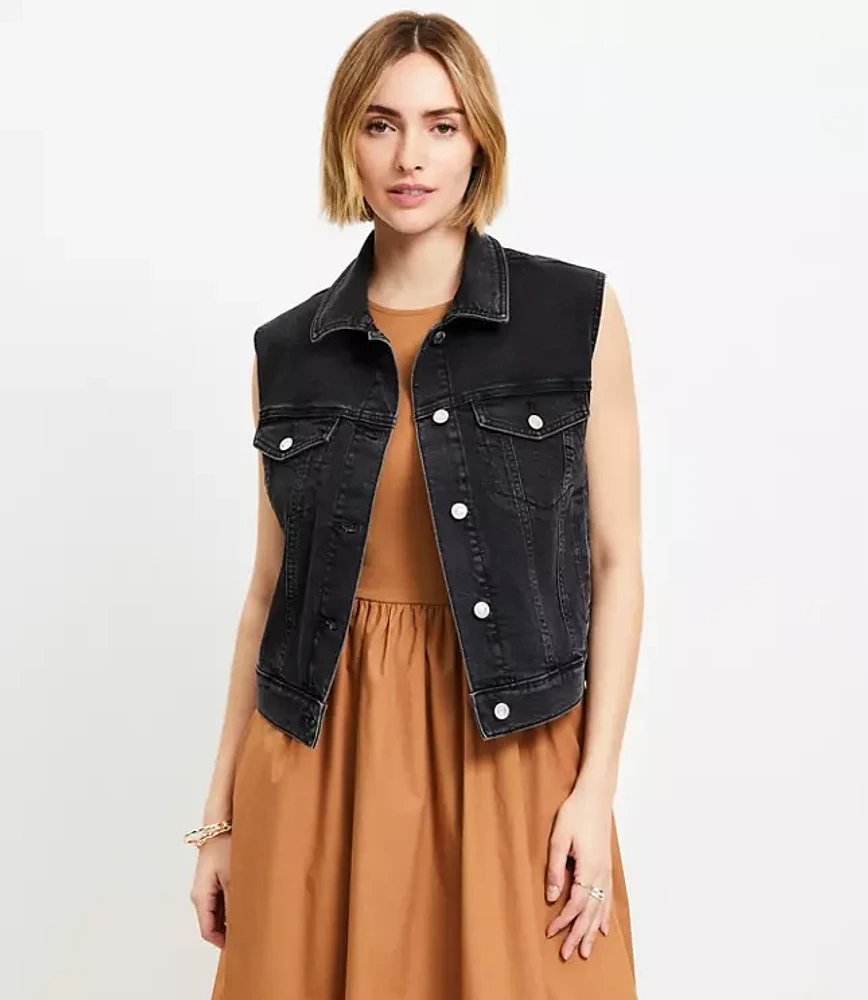 Denim Trucker Vest Washed Black