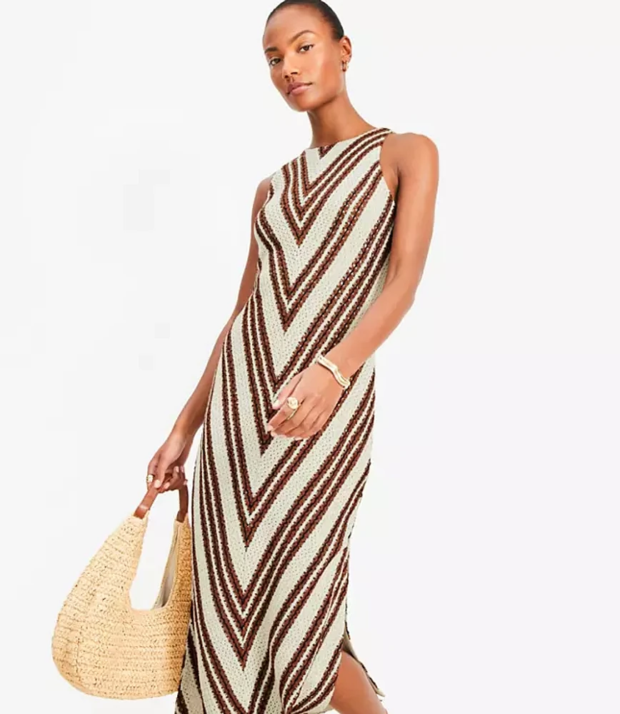Chevron Crochet Midi Dress