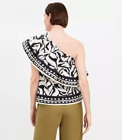 Fern Poplin Ruffle One Shoulder Top