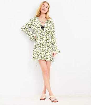 LOFT Beach Swirl Gauze Lace Up Swimsuit Cover