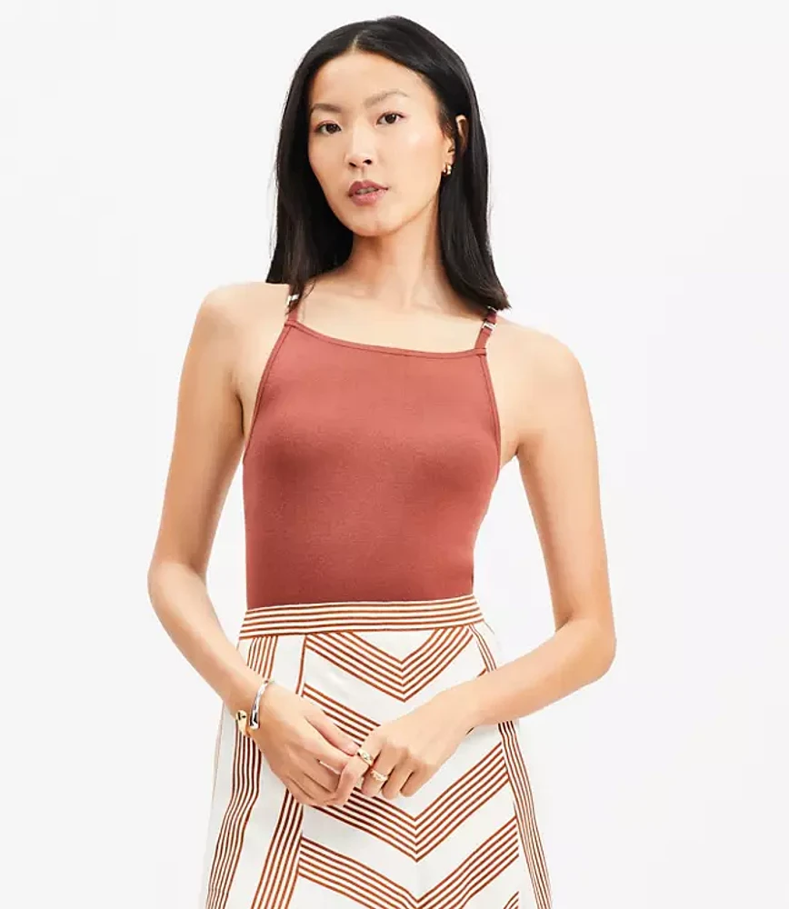 Ribbed Square Neck Sweater Tank Top