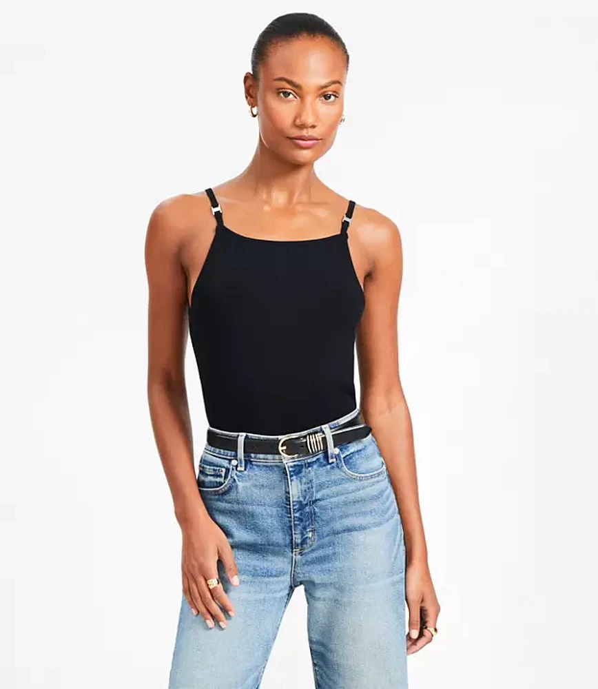 Ribbed Square Neck Sweater Tank Top