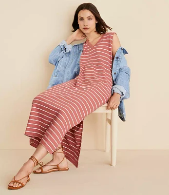 Lou & Grey Striped Soft Slub Maxi Pocket Tee Dress
