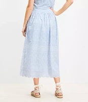 Floral Embroidered Scalloped Maxi Skirt