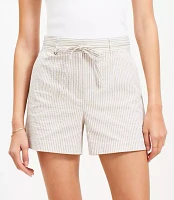 Belted Shorts Striped Seersucker