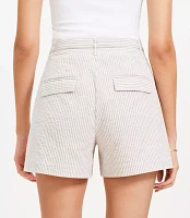 Belted Shorts Striped Seersucker