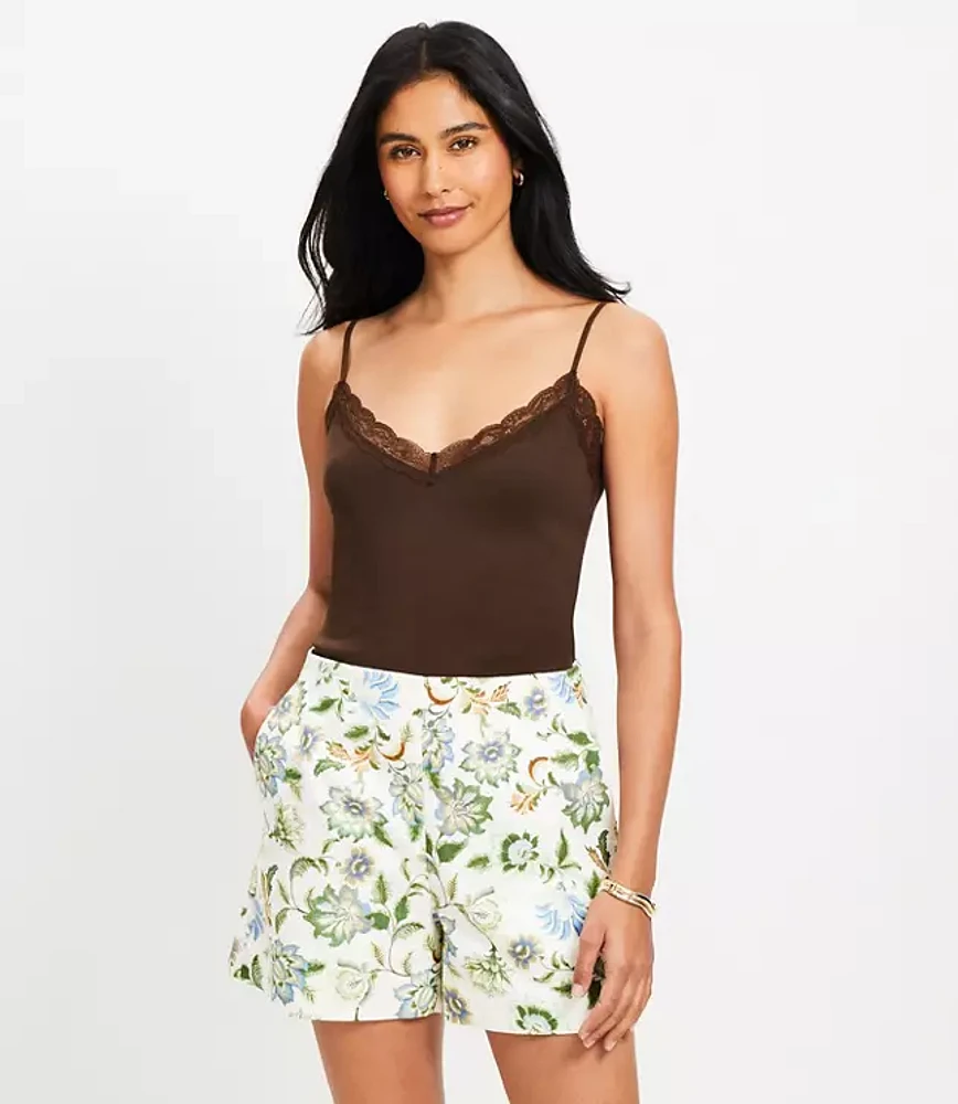 Lace Trim Ribbed Cami