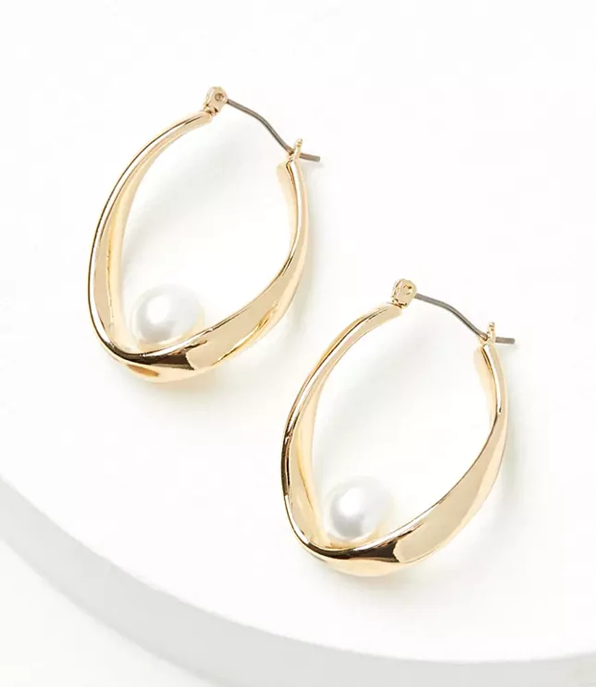 Pearlized Center Hoop Earrings