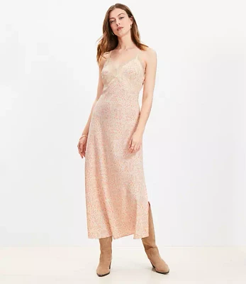 Paisley Lace Trim Midi Slip Dress
