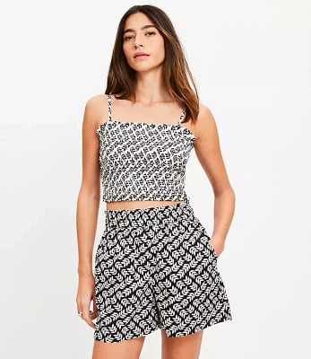 LOFT Beach Leafed Poplin Smocked Shorts