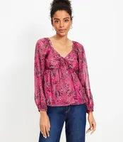 Shimmer Stripe Floral Halter Blouse