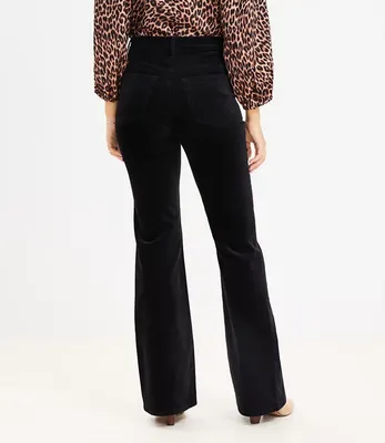 Petite Curvy Five Pocket Slim Flare Pants Velvet