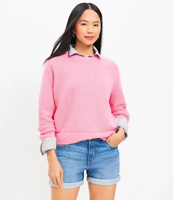 Petite Mid Rise Denim Roll Shorts in Medium Wash