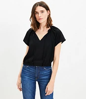 Front Tie Bubble Blouse