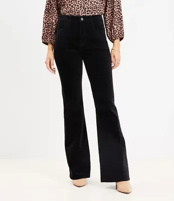 Curvy Five Pocket Slim Flare Pants Velvet