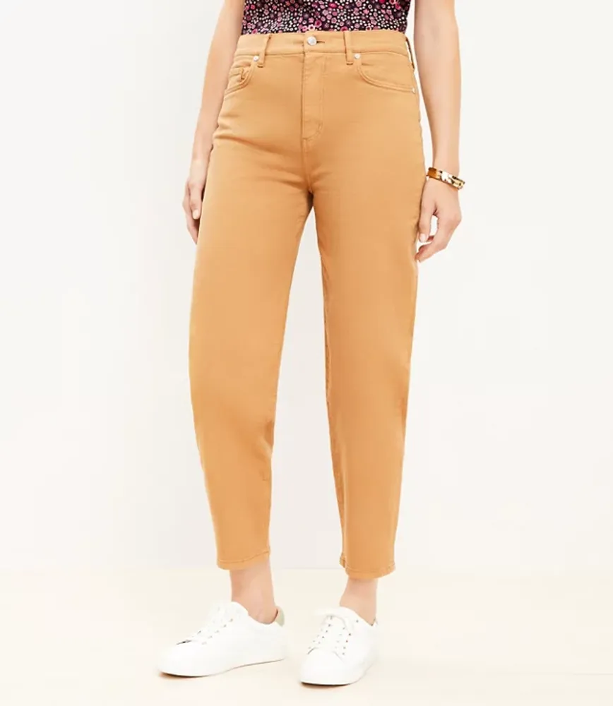 High Rise Barrel Jeans Perfect Camel