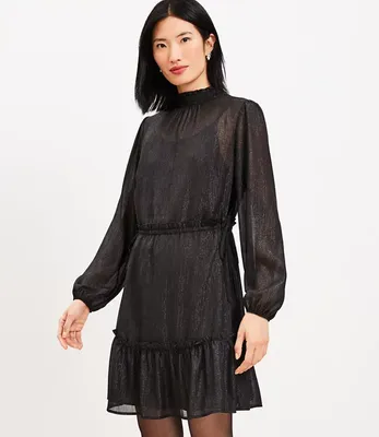 Smocked Neck Tiered Swing Dress