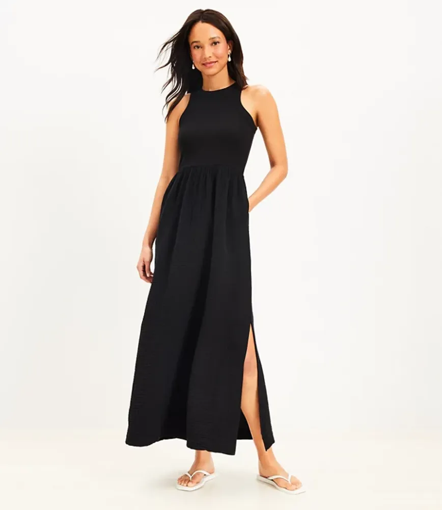 LOFT Beach Triple Cloth Mixed Media Maxi Pocket Dress