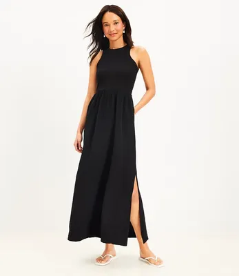 LOFT Beach Triple Cloth Mixed Media Maxi Pocket Dress