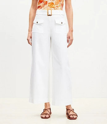 Tall Horn Buckle Wide Leg Pants in Pique