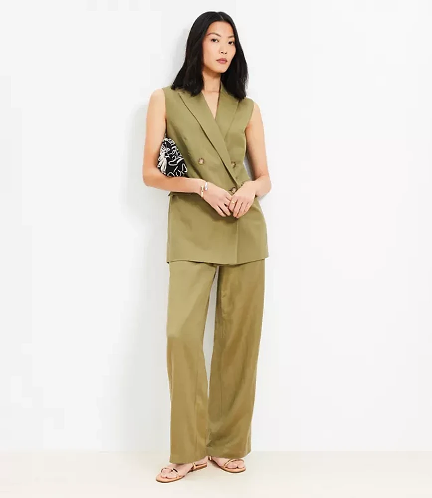 Linen Blend Double Breasted Vest