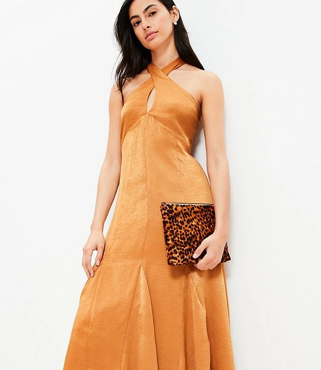 Loft Satin Godet Halter Midi Dress | The Summit