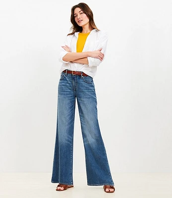 Petite Mid Rise Wide Leg Jeans Classic Wash