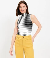 Stripe Mock Neck Perfect Ribbed Tank Top
