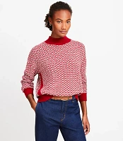 Tipped Textured Stitch Mock Neck Sweater