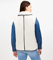 Faux Leather Trim Sherpa Vest